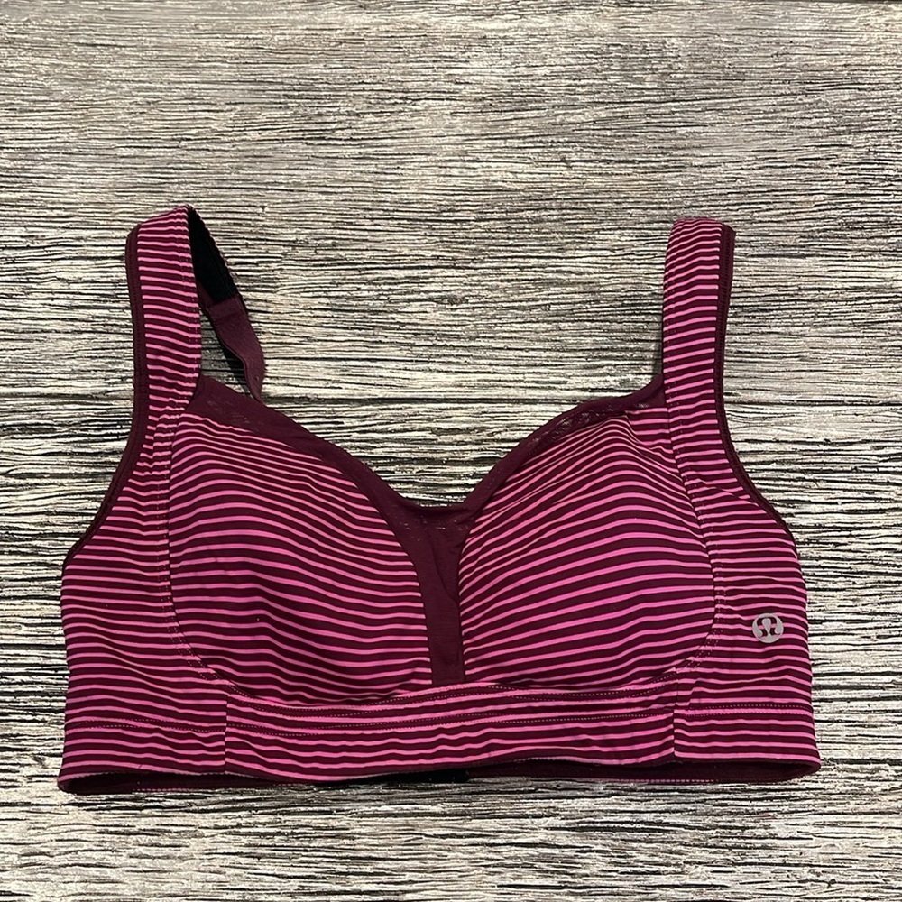 lululemon athletica Pink & Burgundy Striped Supportive Sports Bra